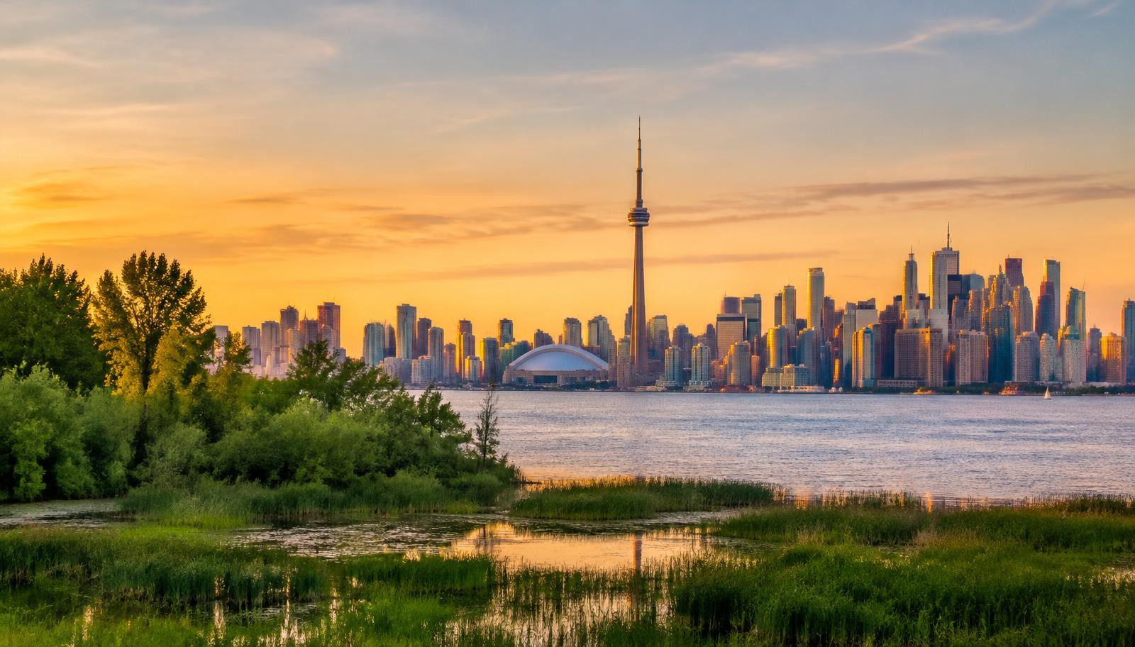 Toronto skyline over Lake Ontario